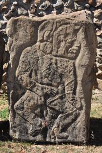 Os 'danzantes', os painéis mais famosos de Monte Albán, ao lado de Oaxaca, no México